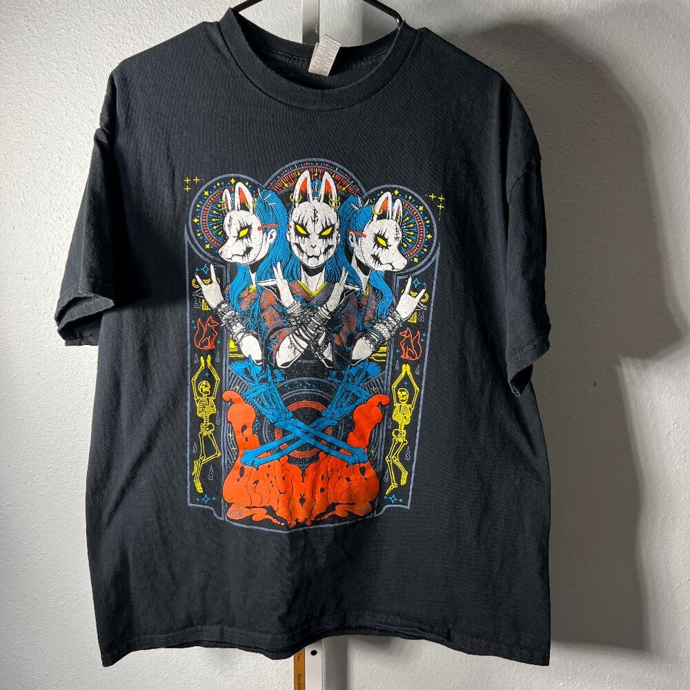 BABYMETAL American Tour Fox Mask Devil Horns Cotton Tee T-Shirt SZ XL